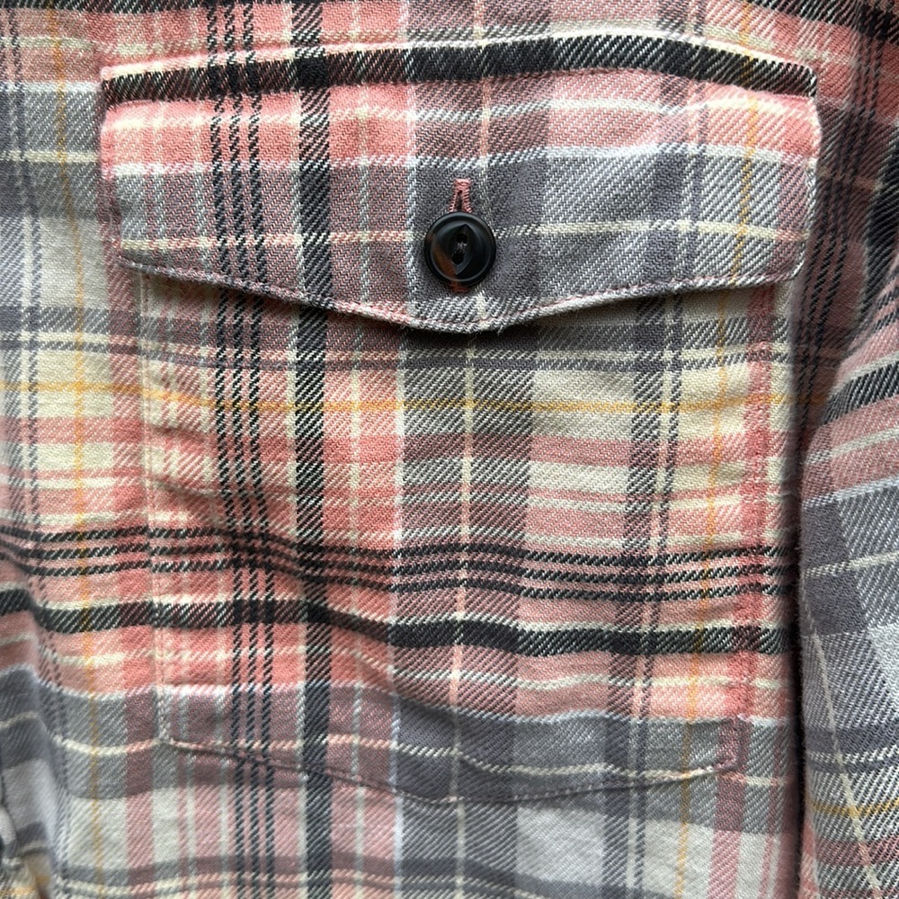 Patagonia Haywood flannel organic cotton button down peach purple grey Lrg - Picture 4 of 8